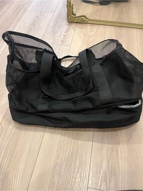 Pool picnic outdoor Black Mesh Duffle Bag with Zippered Base cooler